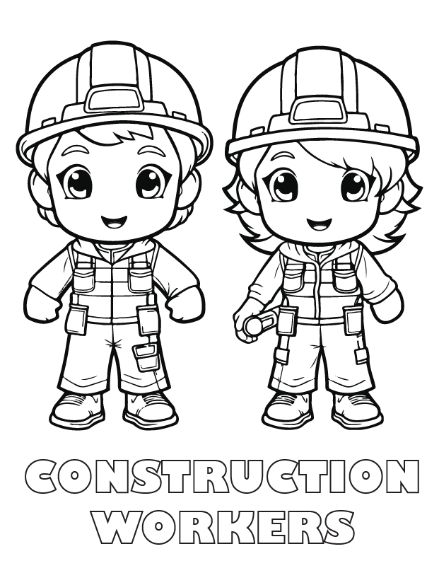 construction workers coloring page