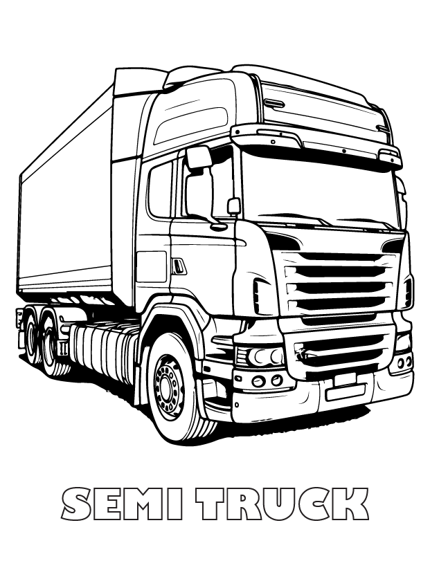 semi truck coloring page